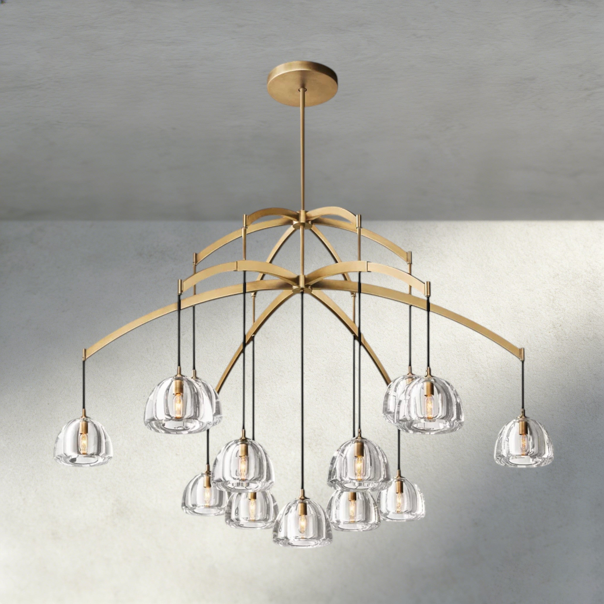 60" / Brass Hemisphere Round Chandelier 36", 48", 60"