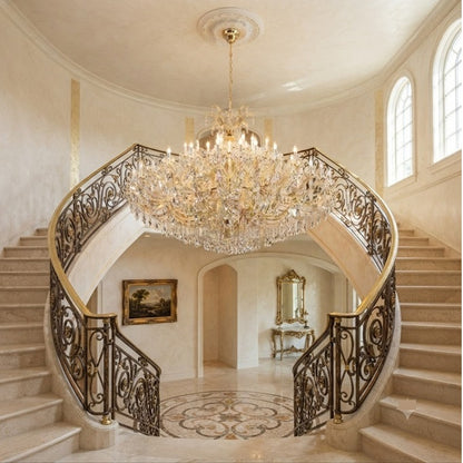 Natalina: Huge Brass Chandelier - Chandelier For Restaurants - Extra Large Chandeliers For High Ceilings