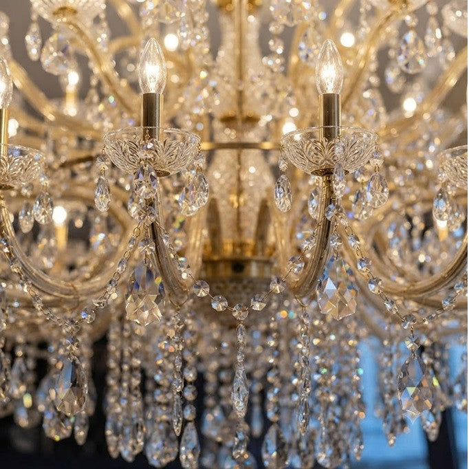 Natalina: Huge Brass Chandelier - Chandelier For Restaurants - Extra Large Chandeliers For High Ceilings