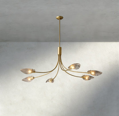 Shell Clear Glass Linear Chandelier 54"