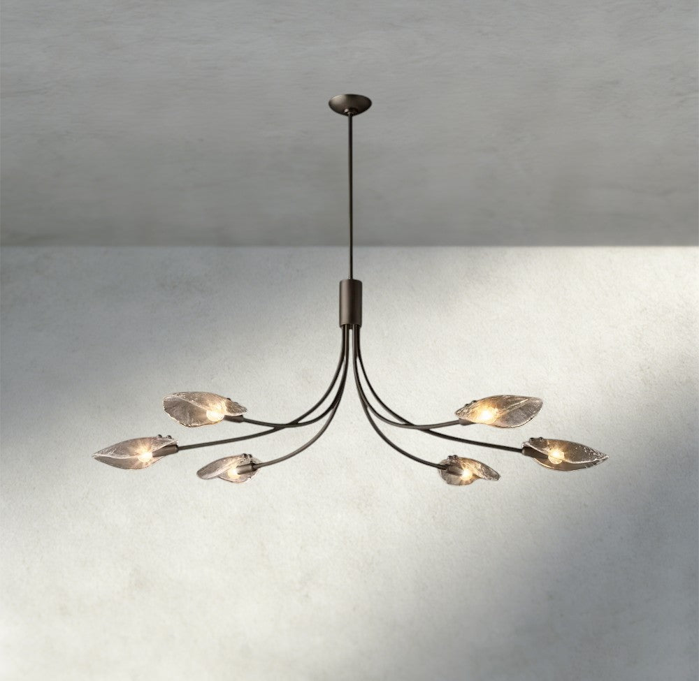 Shell Clear Glass Linear Chandelier 54"