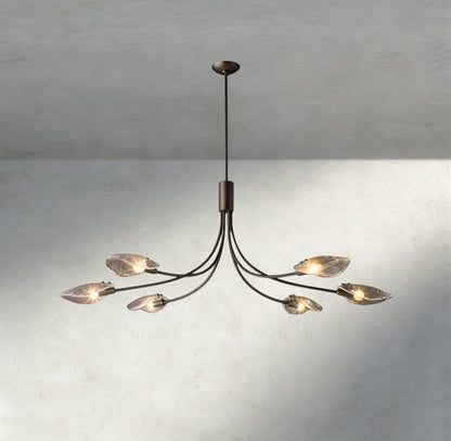 Shell Clear Glass Linear Chandelier 54"