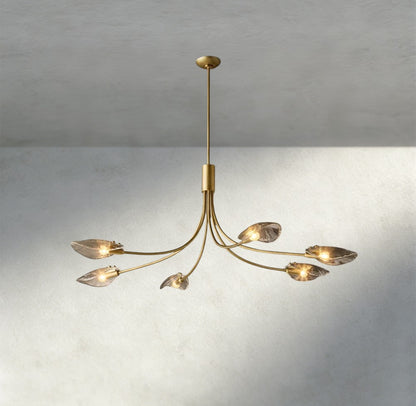 Shell Smoke Glass Linear Chandelier 54"