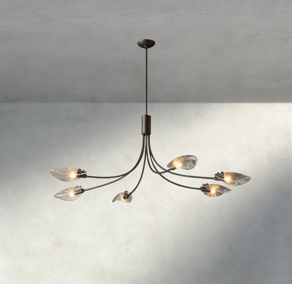 Shell Clear Glass Linear Chandelier 54"