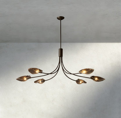 Shell Smoke Glass Linear Chandelier 54"