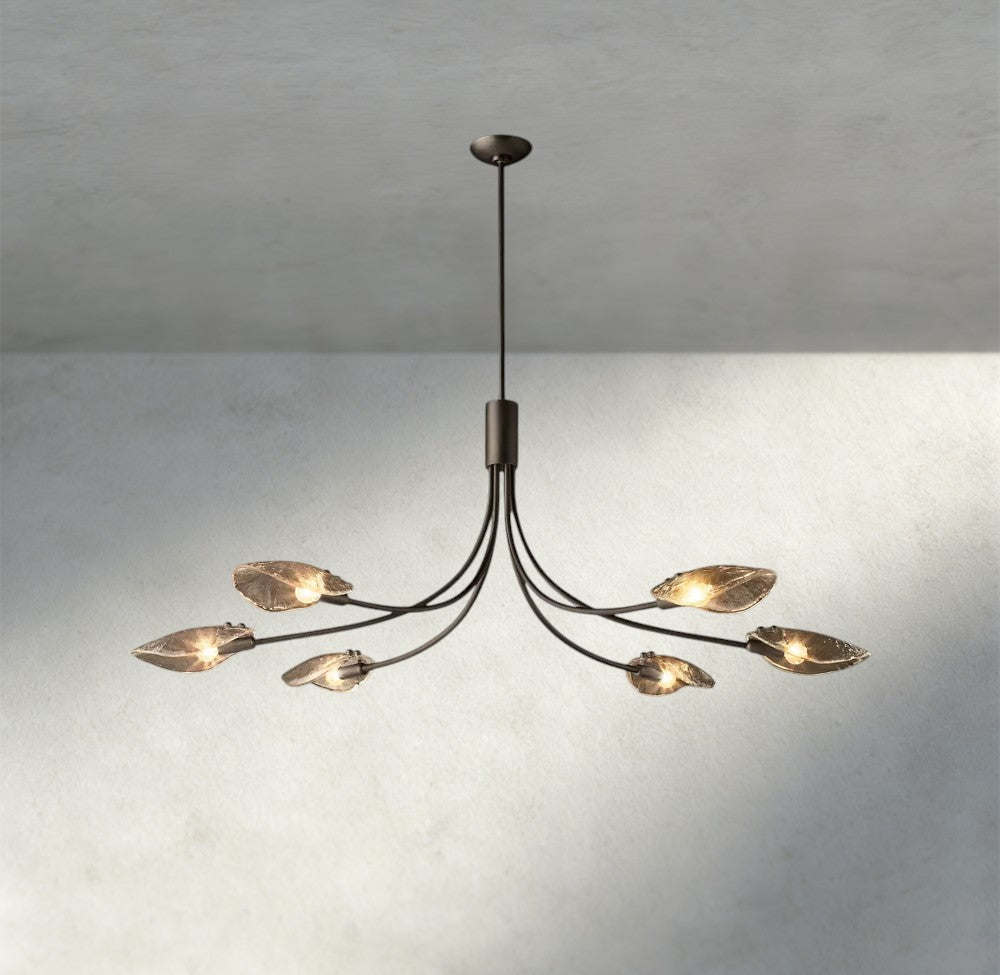 Shell Smoke Glass Linear Chandelier 54"