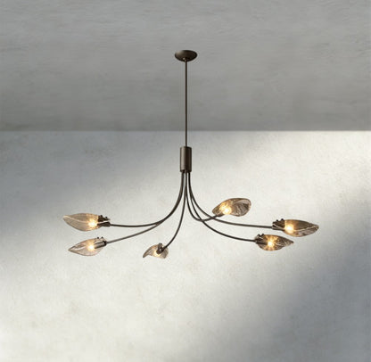 Shell Smoke Glass Linear Chandelier 54"