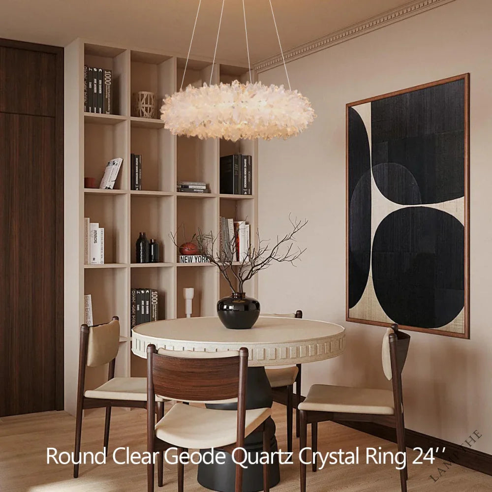 Kandice Round Rock Crystal Chandelier 24", 32", 40", 47"