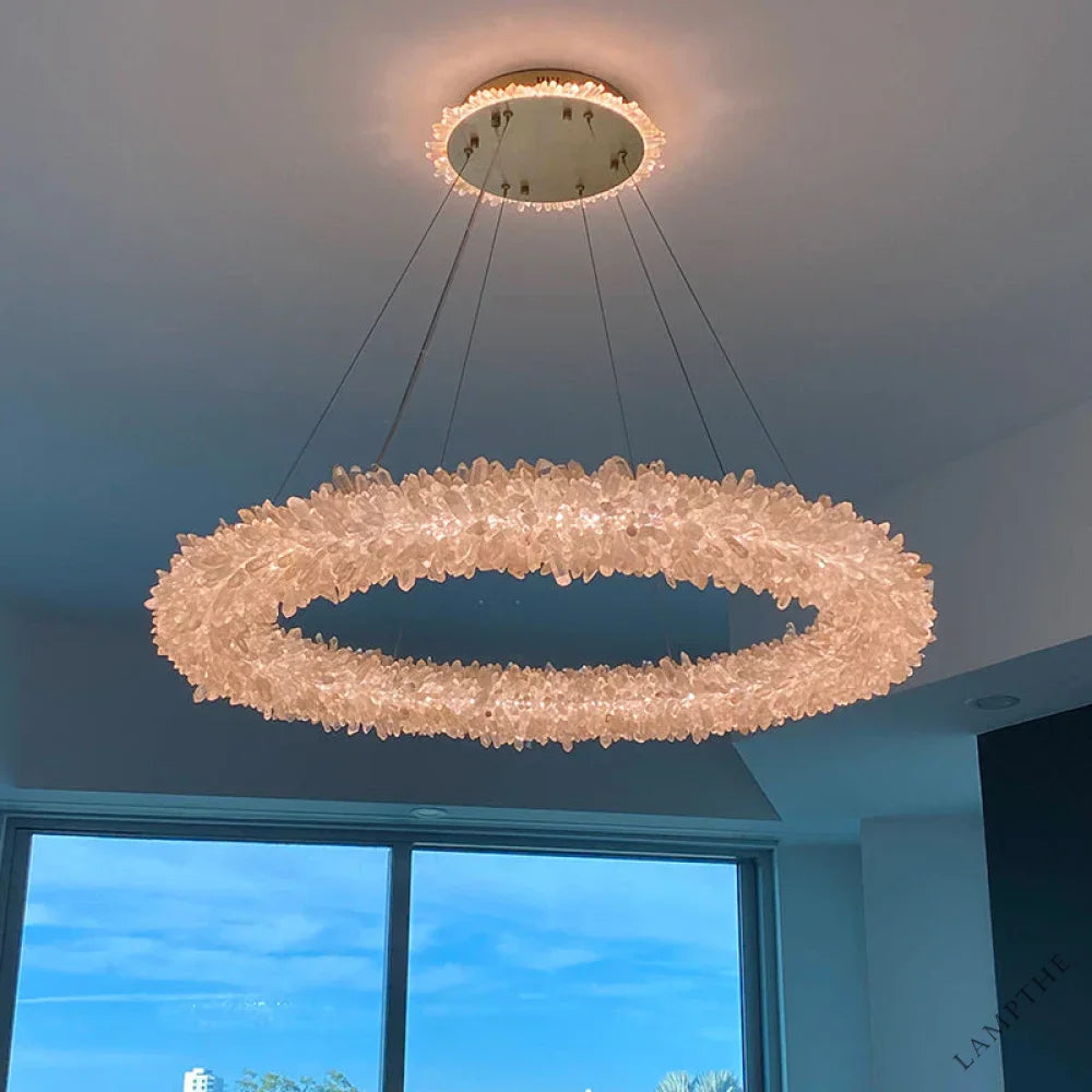 Kandice Round Rock Crystal Chandelier 24", 32", 40", 47"