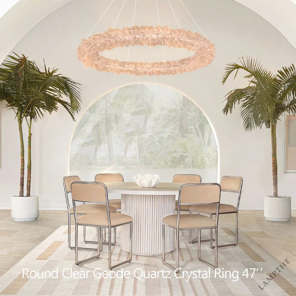 Kandice Round Rock Crystal Chandelier 24", 32", 40", 47"