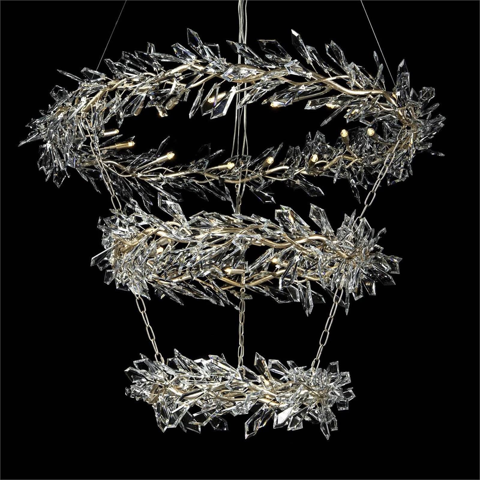 Kotta Thirty-Four-Light Three-Tier Cut-Crystal Pendant Chandelier