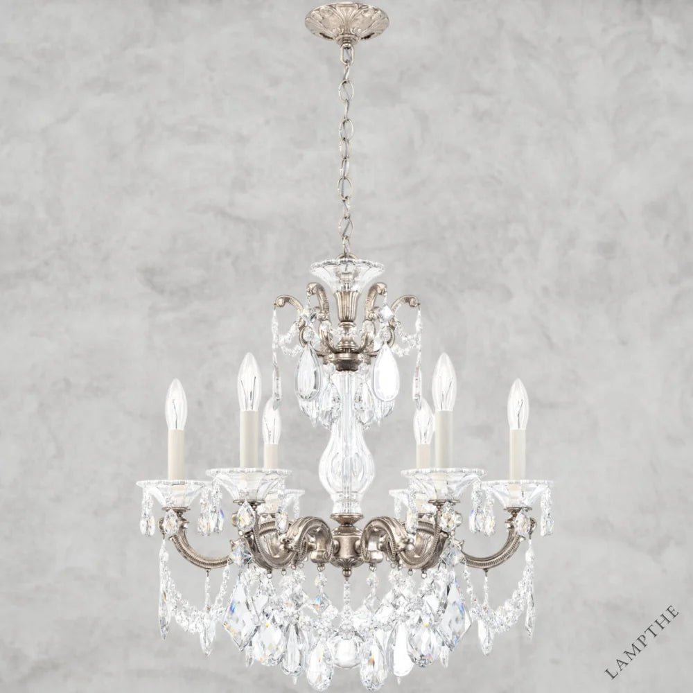 Antique Silver / Clear Heritage Crystal La Scala Chandelier 23"
