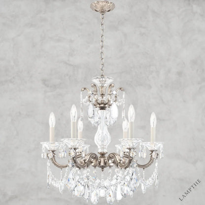 Antique Silver / Clear Heritage Crystal La Scala Chandelier 23"