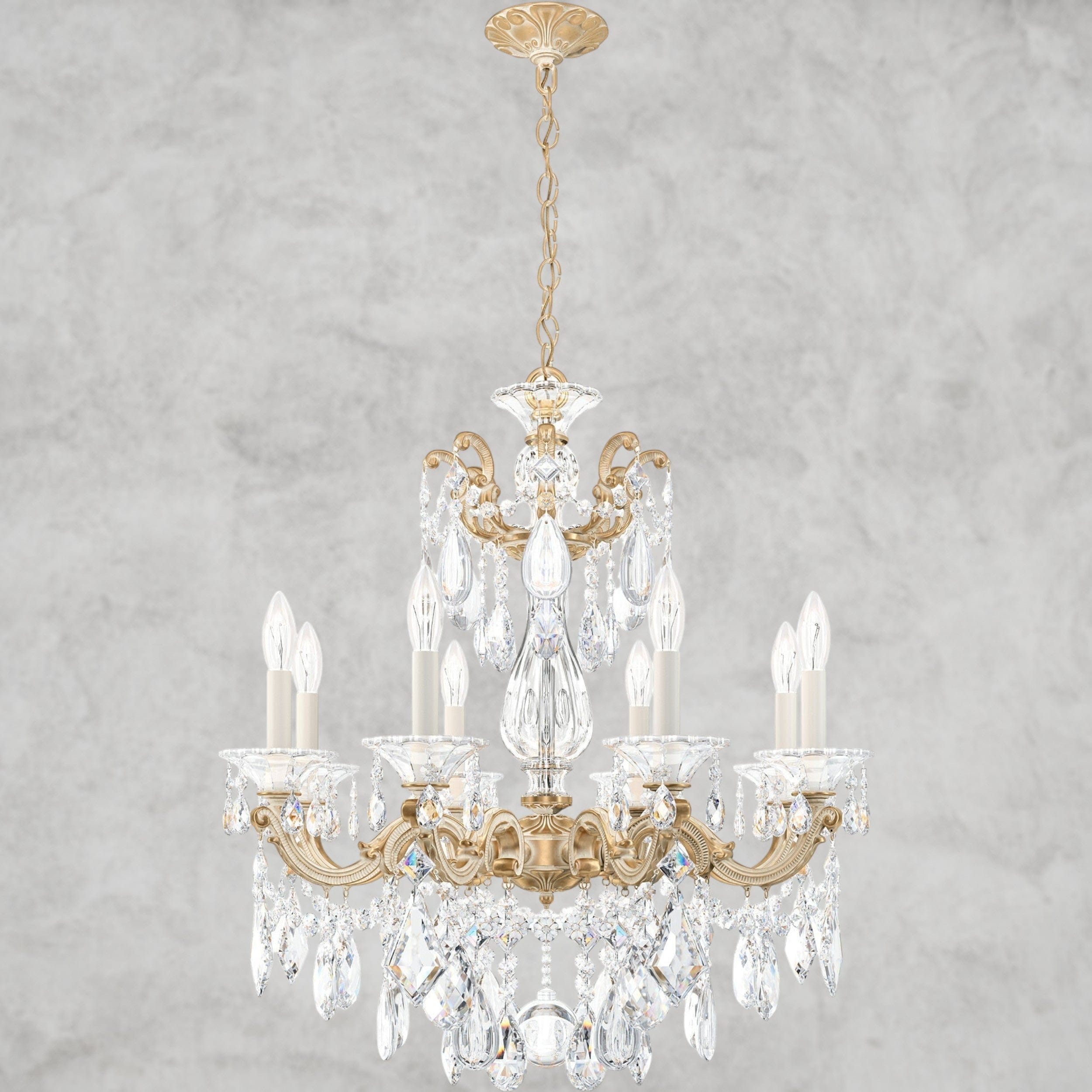 French Gold / Clear Heritage Crystal La Scala Chandelier 25"