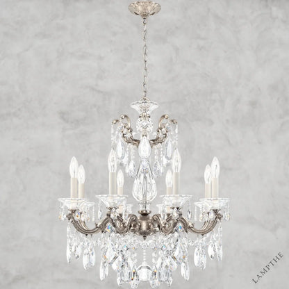 Antique Silver / Clear Heritage Crystal La Scala Chandelier 25"