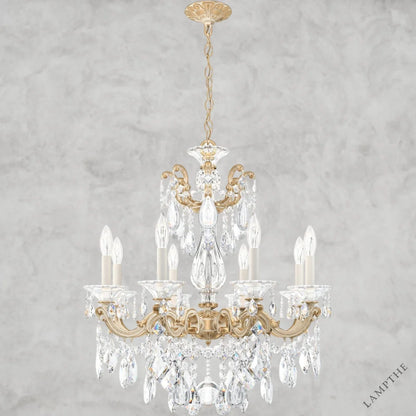 French Gold / Clear Heritage Crystal La Scala Chandelier 25"