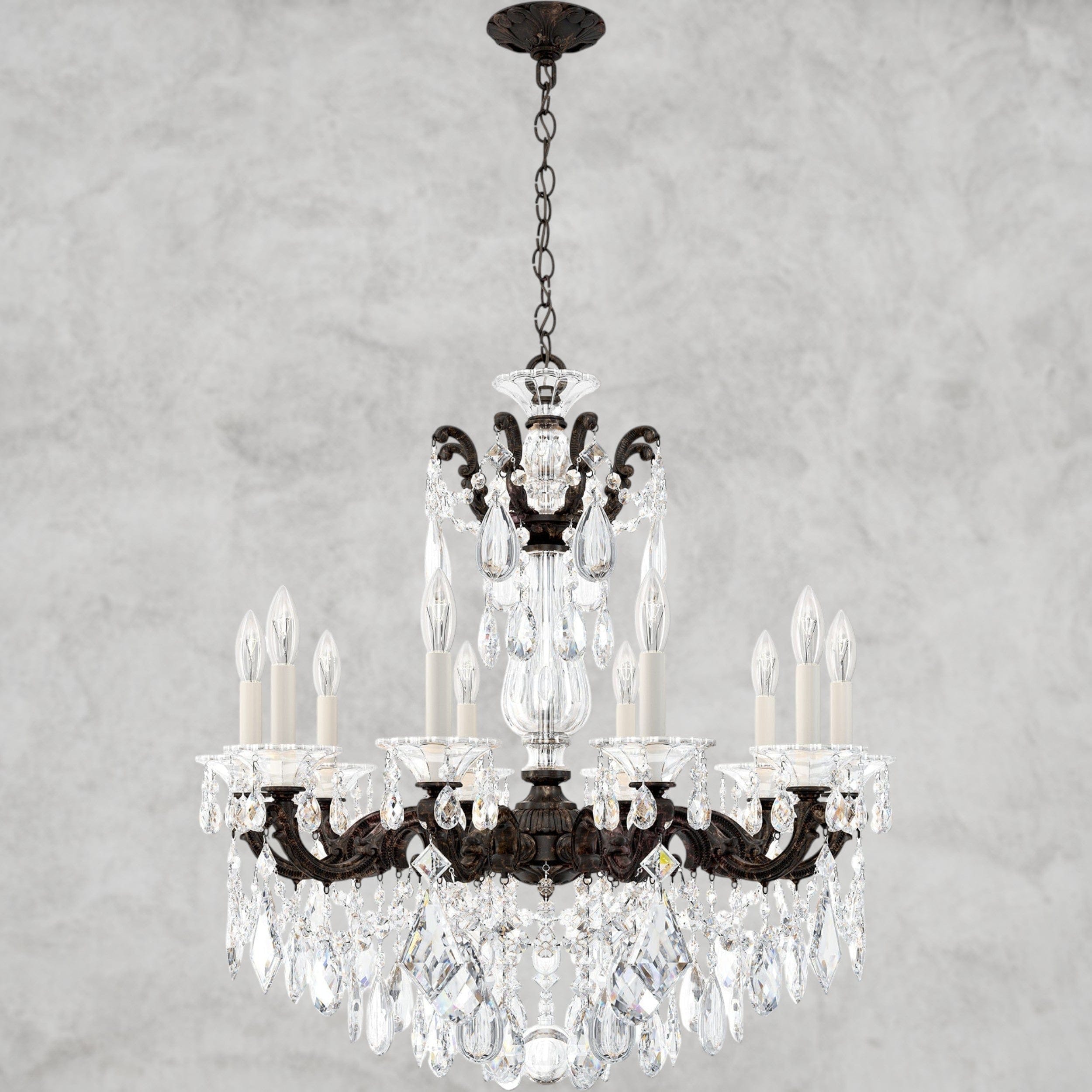 Heirloom Bronze / Clear Heritage Crystal La Scala Chandelier 28"