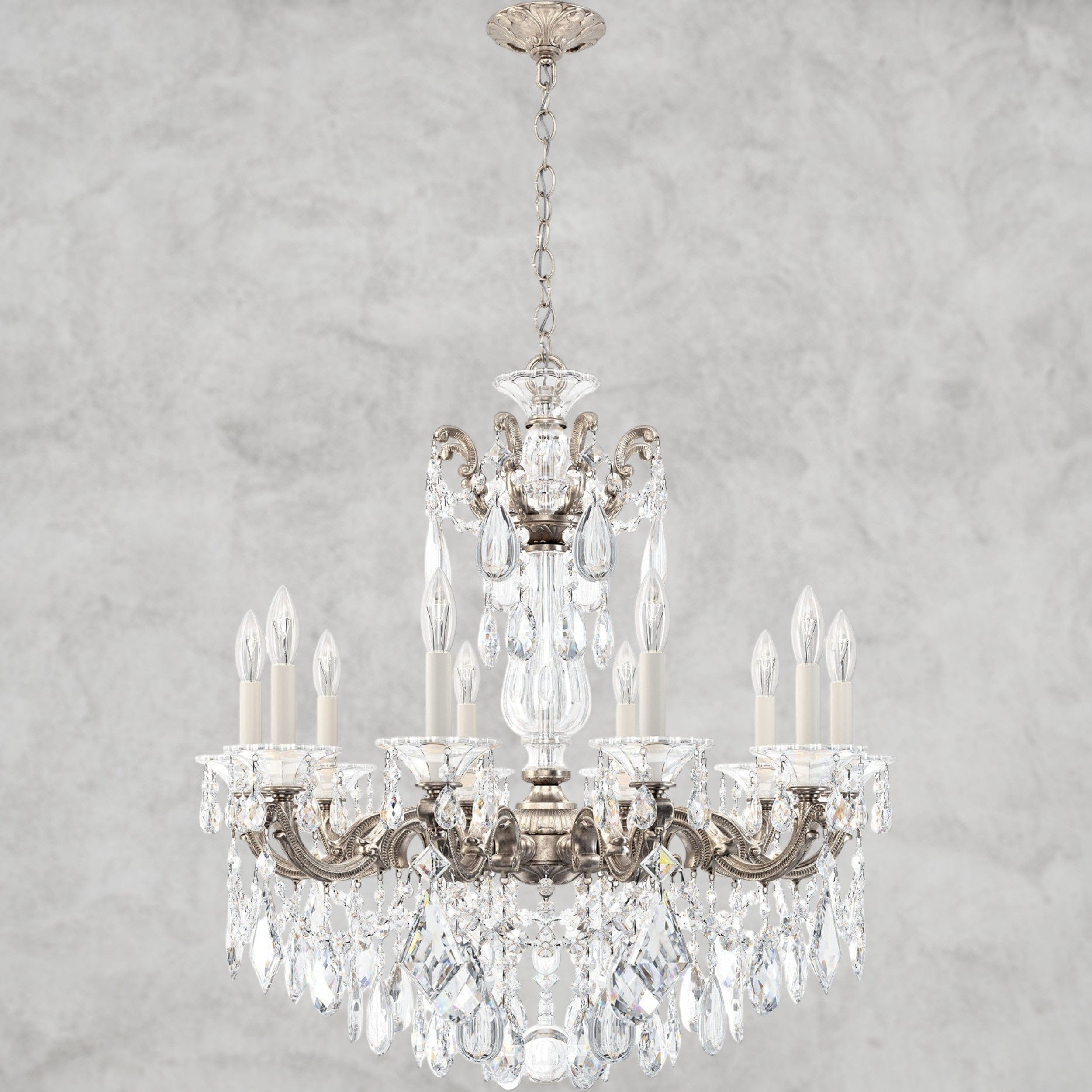 Antique Silver / Clear Heritage Crystal La Scala Chandelier 28"