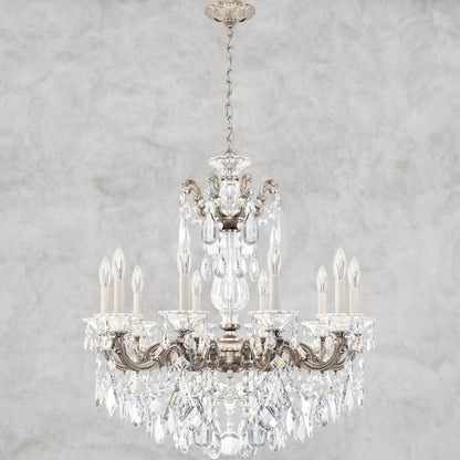 Antique Silver / Clear Heritage Crystal La Scala Chandelier 28"
