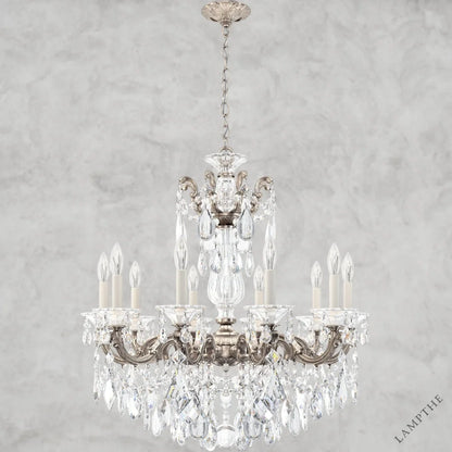 Antique Silver / Clear Heritage Crystal La Scala Chandelier 28"