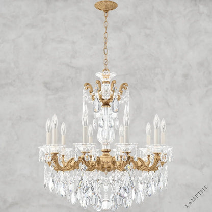 French Gold / Clear Heritage Crystal La Scala Chandelier 28"