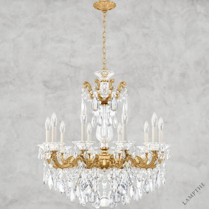 Heirloom Gold / Clear Heritage Crystal La Scala Chandelier 28"