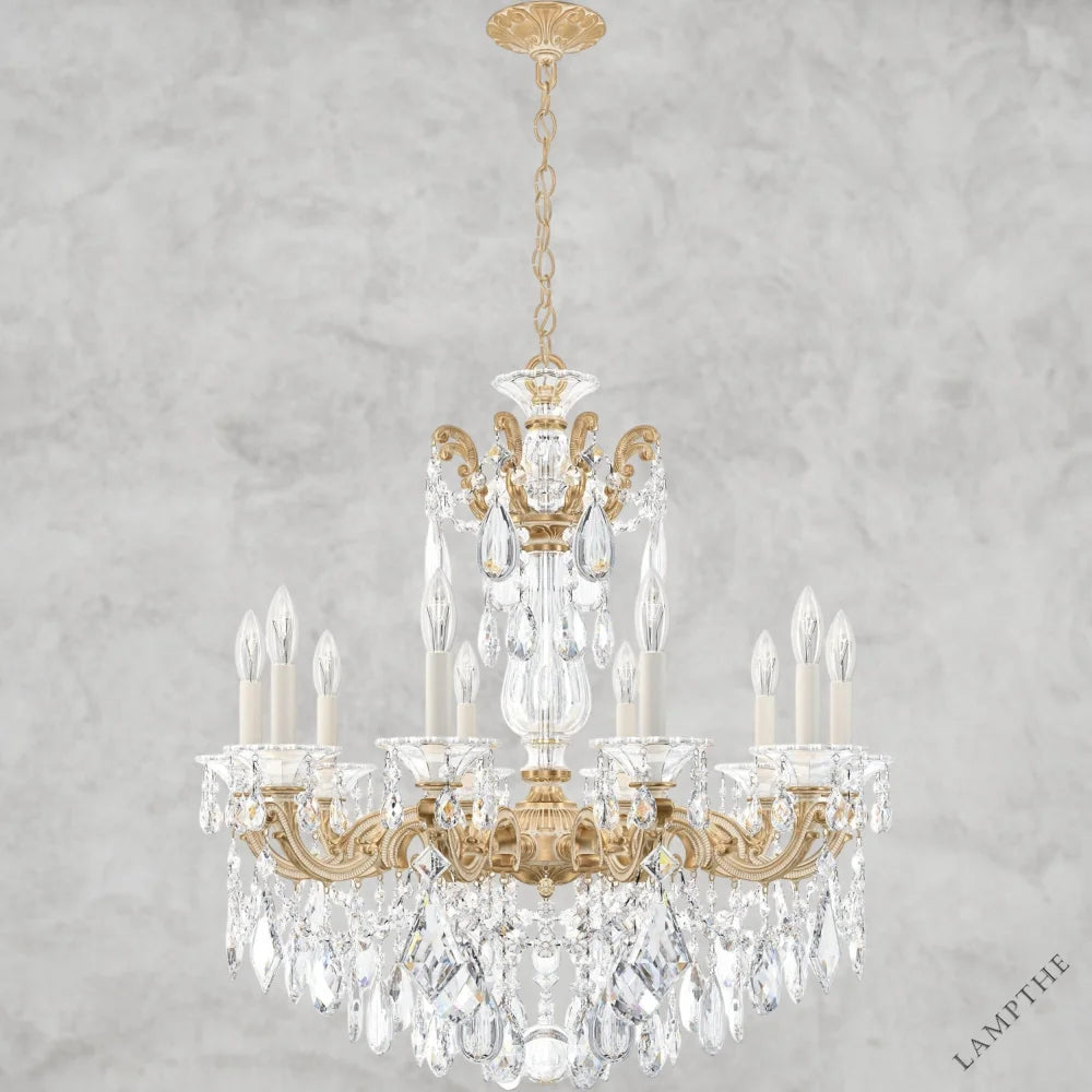 Parchment Gold / Clear Heritage Crystal La Scala Chandelier 28"