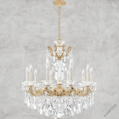 Parchment Gold / Clear Heritage Crystal La Scala Chandelier 28"