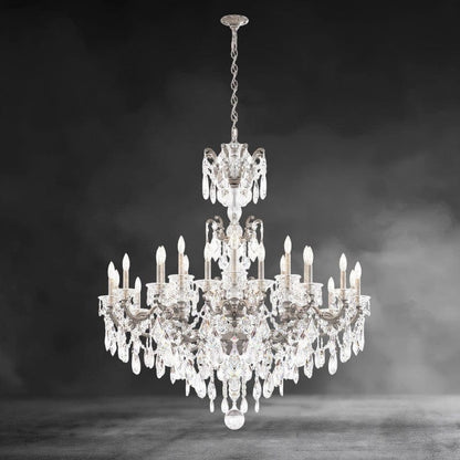 Antique Silver / Clear Heritage Crystal La Scala Chandelier 46"