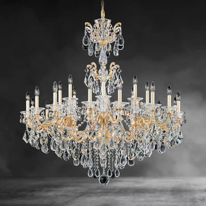 Parchment Gold / Clear Heritage Crystal La Scala Chandelier 46"