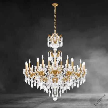 Heirloom Gold / Clear Heritage Crystal La Scala Chandelier 46"