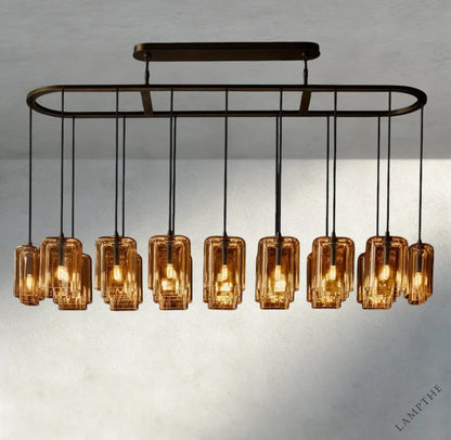 Lacour Amber Glass Rectangular Chandelier