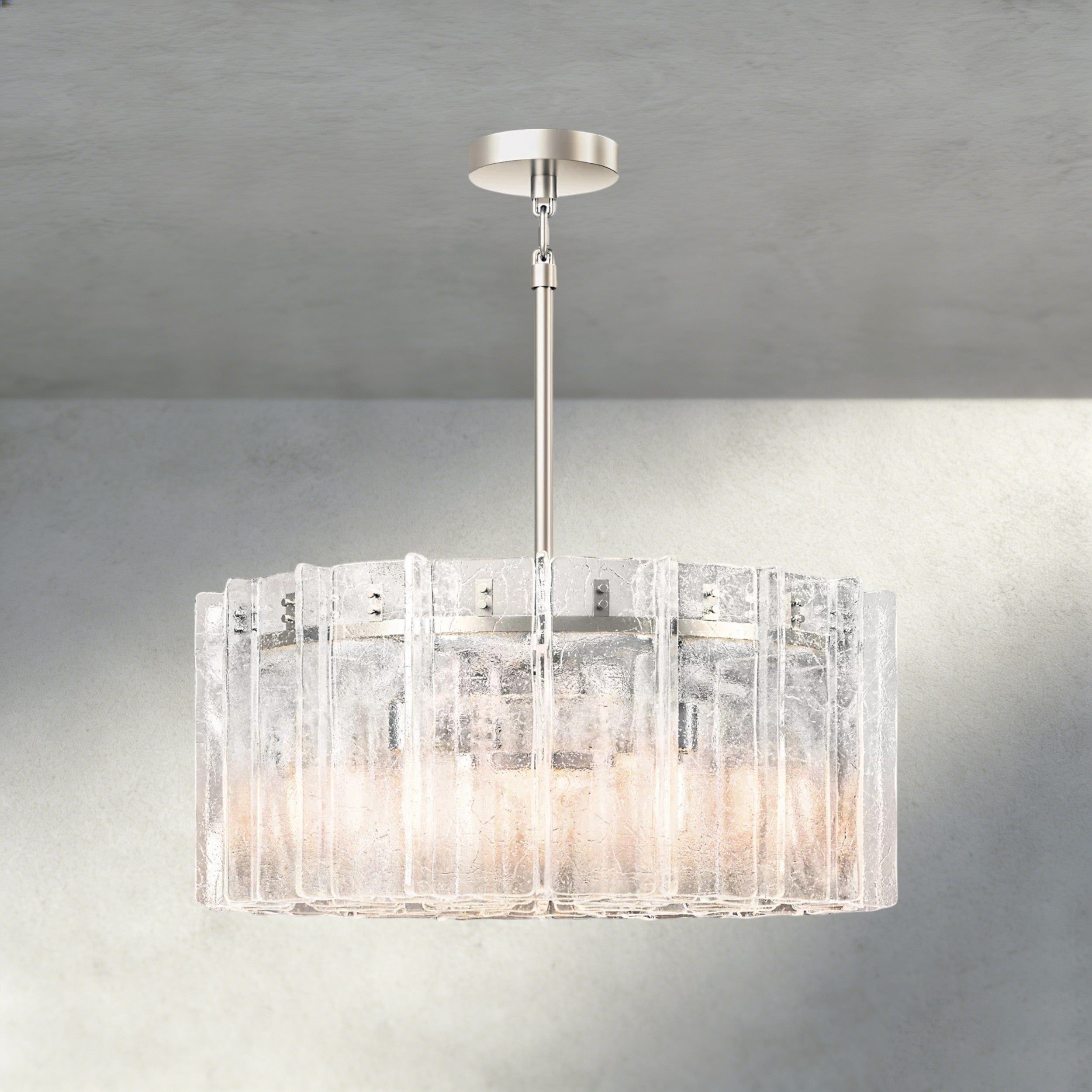 37" / Nickle Lattice Clear Glass Round Chandelier 37", 48"