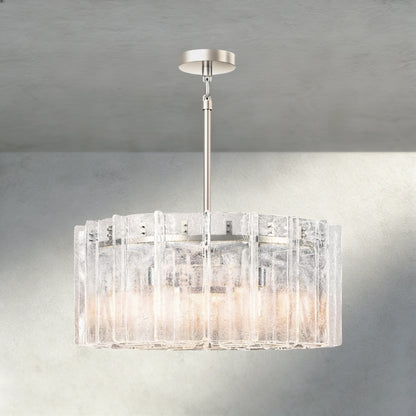 37" / Nickle Lattice Clear Glass Round Chandelier 37", 48"