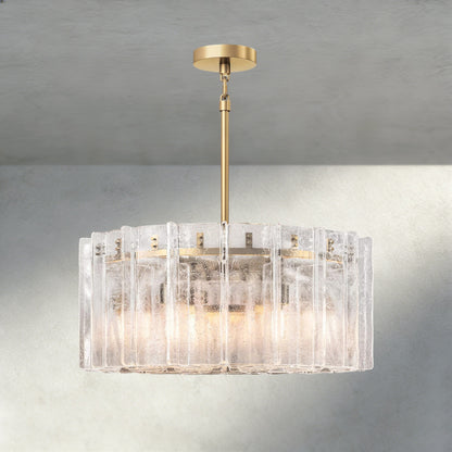 37" / Brass Lattice Clear Glass Round Chandelier 37", 48"