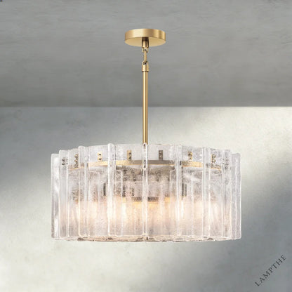 37" / Brass Lattice Clear Glass Round Chandelier 37", 48"