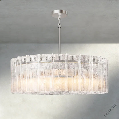 48" / Nickle Lattice Clear Glass Round Chandelier 37", 48"