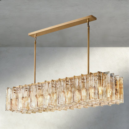 Lattice Smoke Glass Linear Chandelier 49", 67"