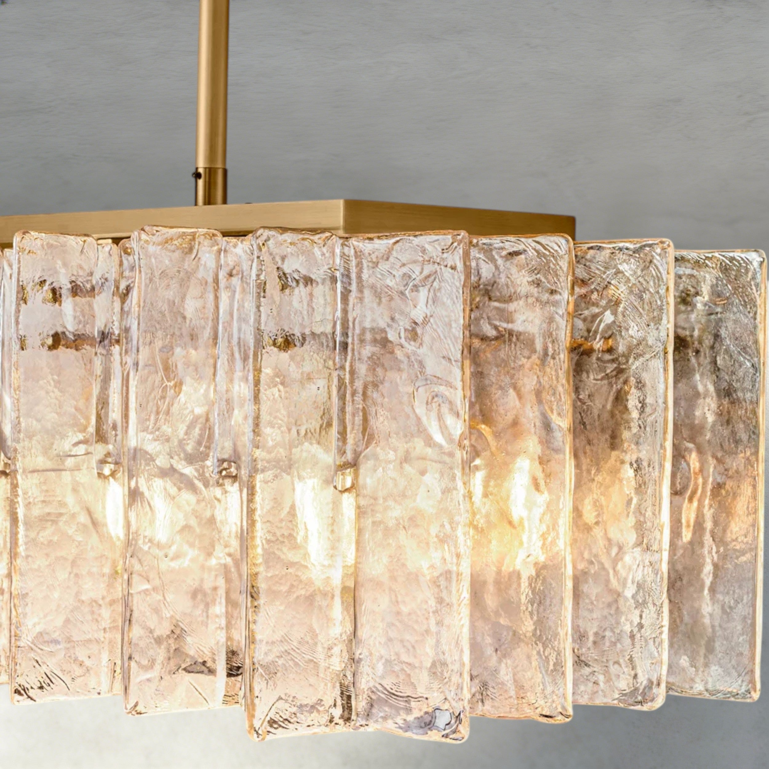 Lattice Smoke Glass Linear Chandelier 49", 67"