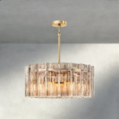 37" / Brass Lattice Smoke Glass Round Chandelier 37", 48"
