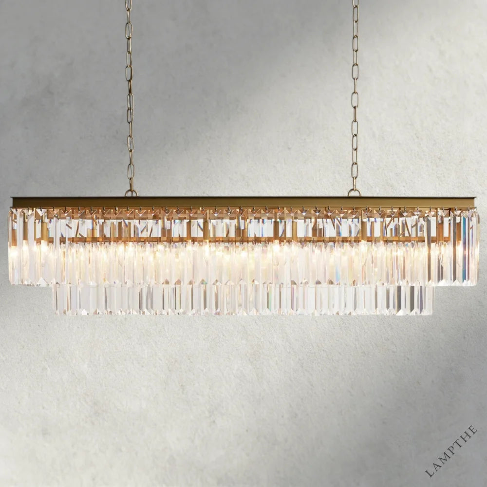 Brass Leyland Tiered Rectangular Chandelier