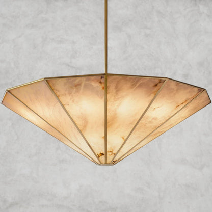 60" / Brass Lucette Alabaster Round Chandelier