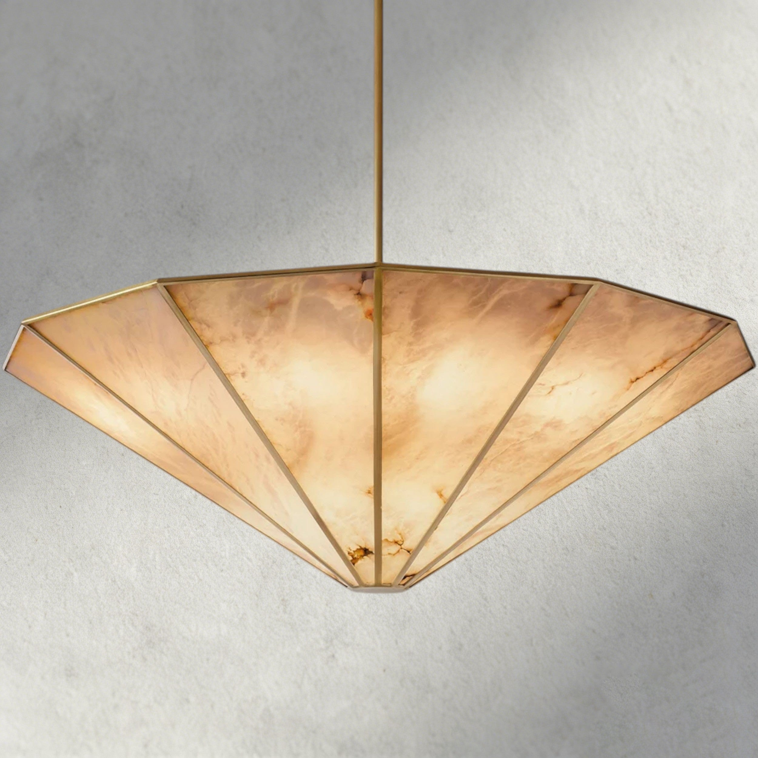60" / Brass Lucette Alabaster Round Chandelier