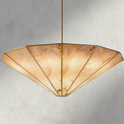 60" / Brass Lucette Alabaster Round Chandelier
