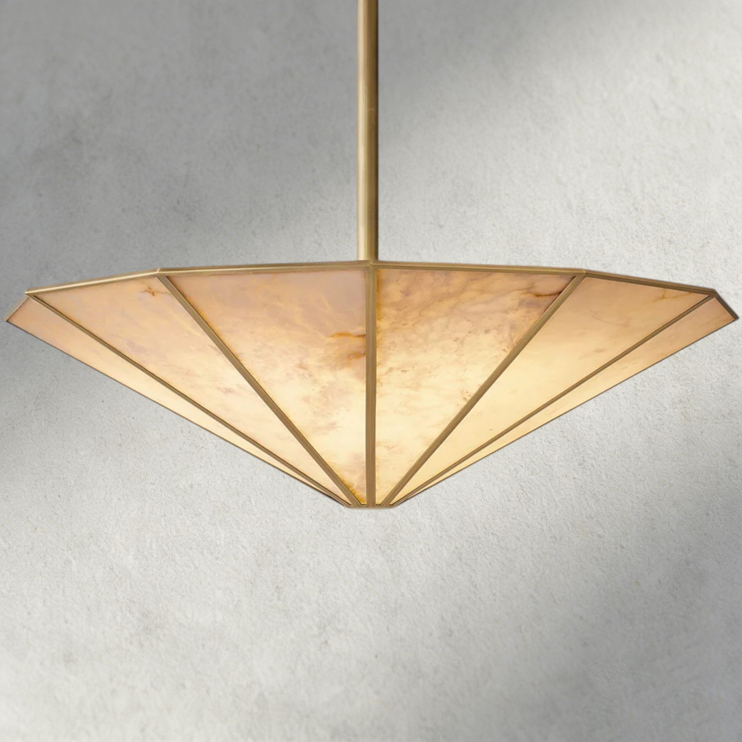 36" / Brass Lucette Alabaster Round Chandelier
