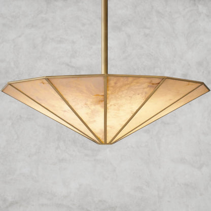 36" / Brass Lucette Alabaster Round Chandelier