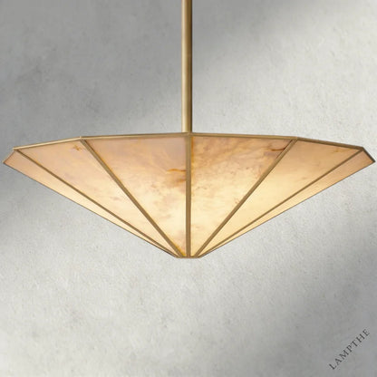 36" / Brass Lucette Alabaster Round Chandelier