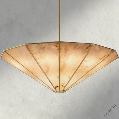 60" / Brass Lucette Alabaster Round Chandelier
