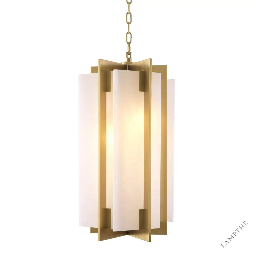 Lugano Modern Brass Chandelier - (Antique Brass Finish | Alabaster)