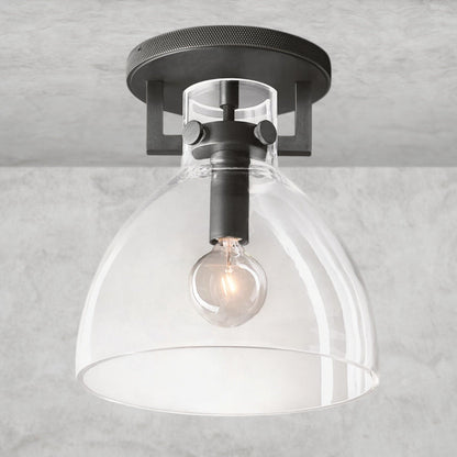 Bronze Machinist Glass Cloche Flushmount